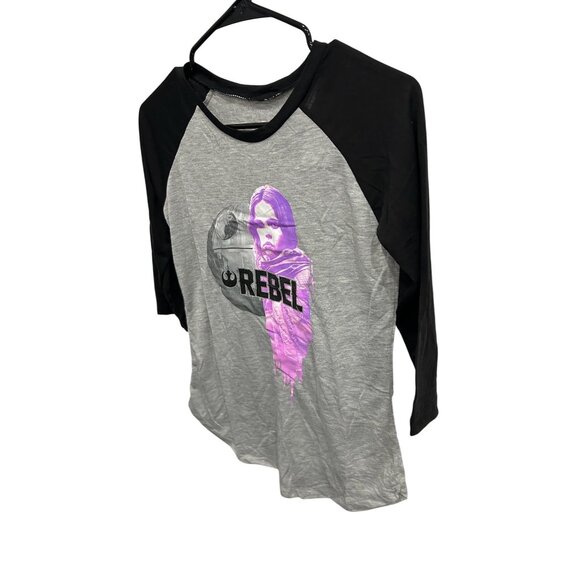 Star Wars Rebel NWT Womens Black and Grey Raglan Shirt SZ XL - Picture 3 of 8